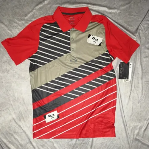 Polo Oakley Golf Hydrolix Vermelha Geometrica