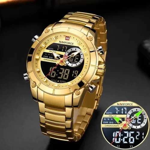 RELÓGIO MASCULINO DE LUXO PREMIUM OURO E PRATA