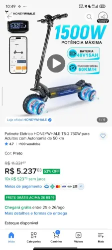 Patinete elétrico HONEWHALE T5
