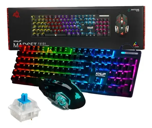 Kit Mouse e Teclado Mecânico Gamer Knup TE131