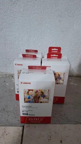 5 Kit Papel Canon + Cartucho Kp108in P/ Impressora Selphy 108f