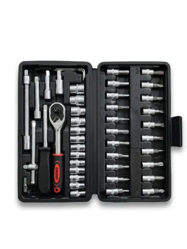 Kit Lote com 19 Jogo De Soquetes Com Chave Catraca Reversível 46 Peças - NOVOS