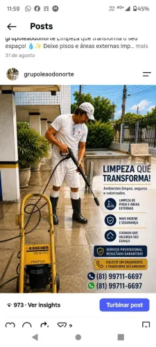 Lavagem de fachadas, muros telhados e pisos