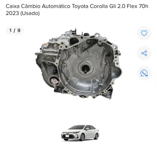 CÂMBIO AUTOMÁTICO TOYOTA COROLLA 2.0 2023 70H COM NF E GARANTIA 