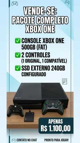 Xbox One 500GB + 2 Controles + SSD Externo 240GB Pronto para Jogar!