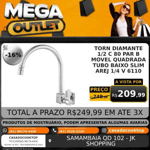 Torn Diamante 1/2 C 80 Par B Movel Quadrada Tubo Baixo Slim Arej 1/4 V 6110 140004