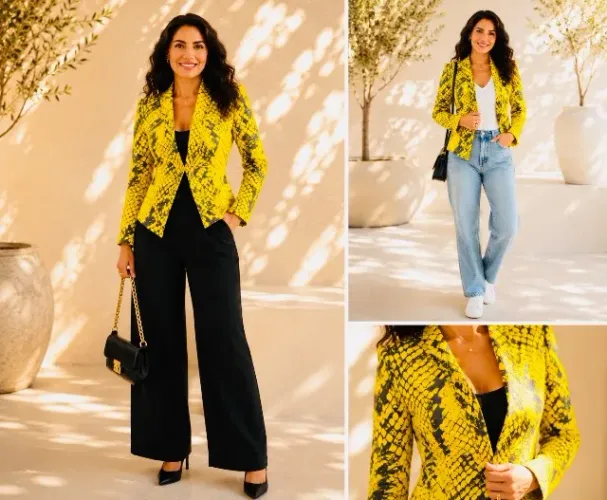 Blazer Lança Perfume original, em malha estruturada, com caimento impecável e uma estampa