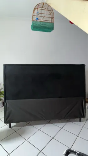 Cama Box Casal + Cabeceira Estofada Preta - Excelente Estado