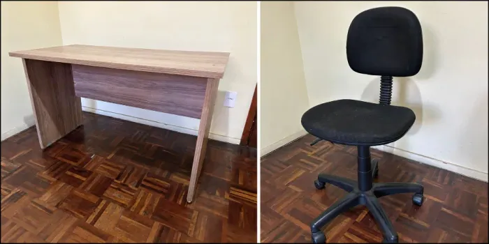 Mesa de estudos + cadeira de escritório
