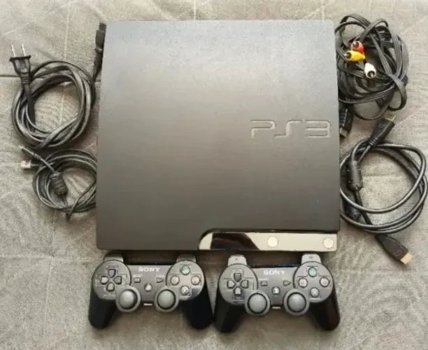 Playstation 3 Slim 500gb 2 Controles Originais (D.e.s.b.l.o.q)