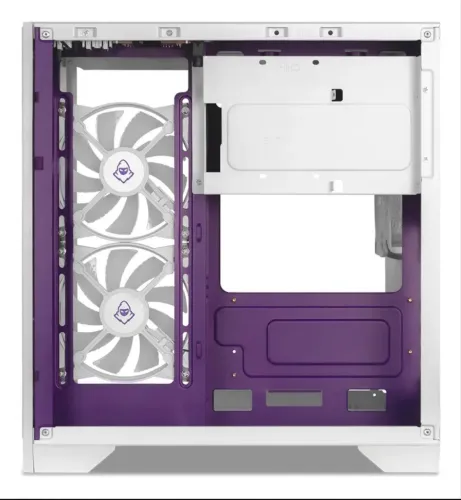 Gabinete mancer cv100 purple edition branco com 3 ventoinhas