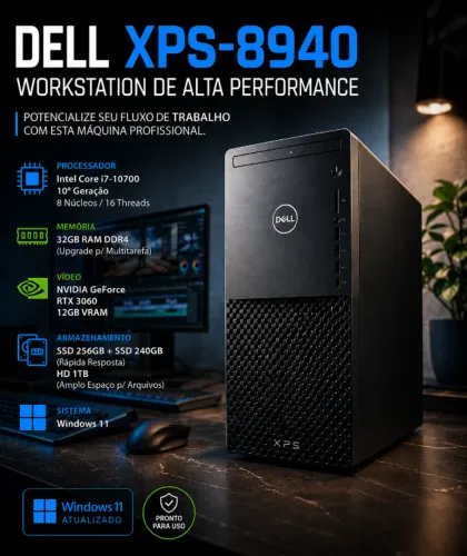 PC Dell XPS-8940 i7 10700 RTX 3060 12GB 32GB RAM Workstation