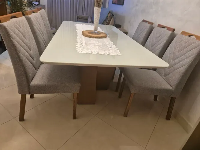 Mesa de jantar 2m laqueada off-white