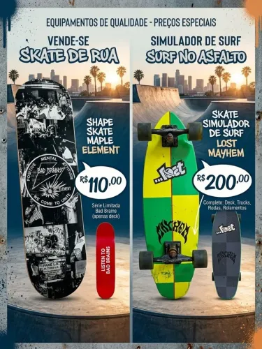 shape de skate de maple da marca Element, Skate Simulador de Surf Lost Mayhem.