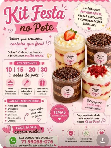 ? Bolo de pote super recheado em Salvador | Faça sua encomenda