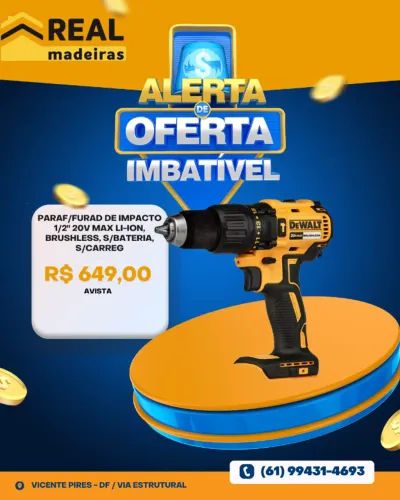 Parafusadeira Furadeira de Impacto Brushless 1/2 Pol. 20V