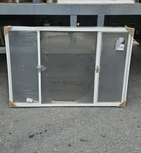 Janela de Alumínio branca 1 x 150 com Vidros completa 