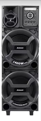 Torre De Som Titan Black Luz E Display Woofers De 10 Amvox Preto Bivolt