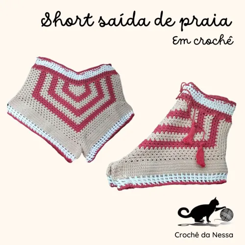 Short em crochê saída de praia tamanho G