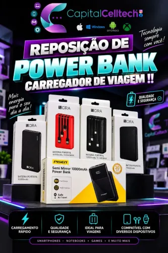 Carregador de viagem, power bank