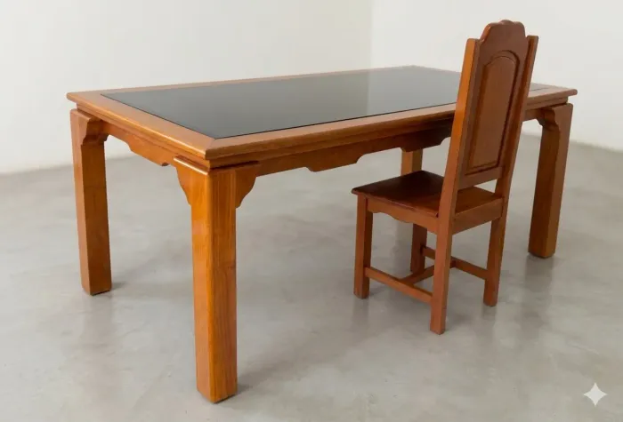 Mesa madeira maciça com 6 cadeiras 