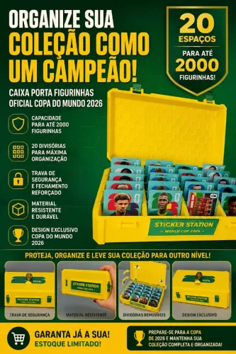 CAIXA PORTA FIGURINHAS MAX 20 ESPACOS 2000 FIGURINHAS