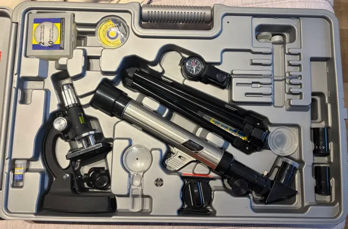 Kit Microscópio + Telescópio TeleScience / Micro Science - Completo com Maleta