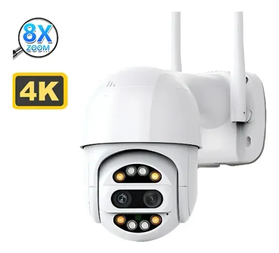 câmera duas lentes zoom híbrido 8x 4k 8mp branco