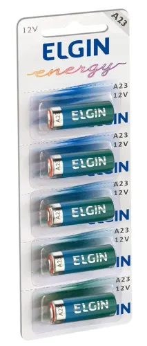 05 UNIDADES Pilha Alcalina 23A Elgin Bateria MN21 V23GA A23 kit