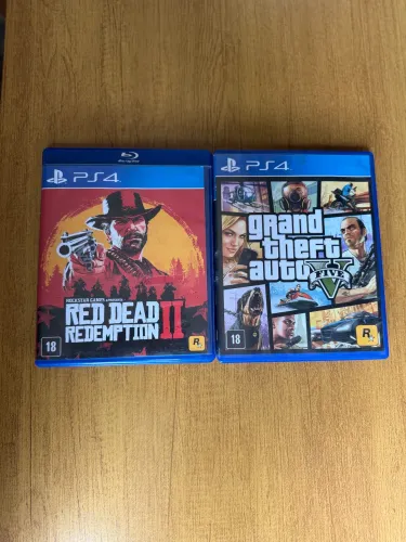  Red Dead Redemption 2 + GTA 5 Semi Novos PS4/PS5 - Perfeito Estado