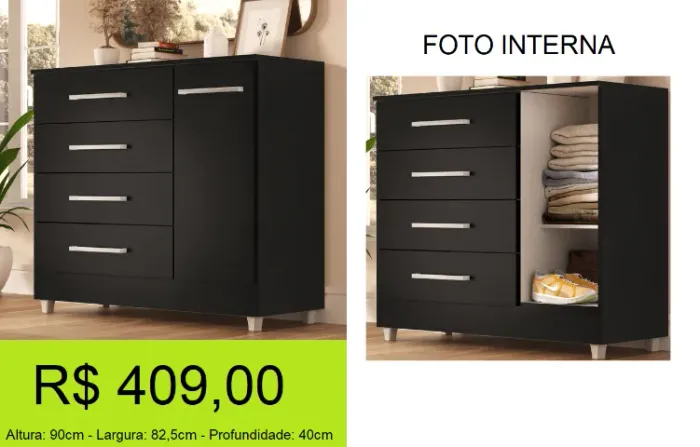 Cômoda sapateira 1 portas com pés - Corre aproveitar