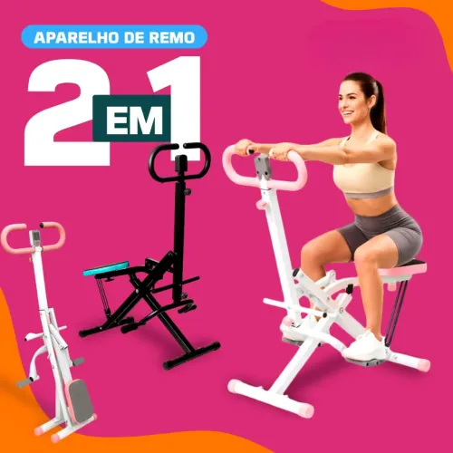 Máquina De Agachamento Simulador de Remo Dobrável 2 em 1 Fitness