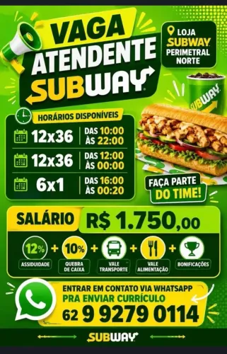 Vaga: Atendente Subway