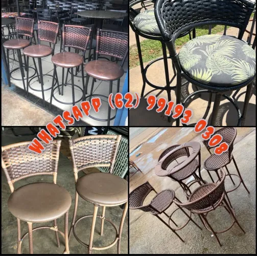 Banquetas banqueta Encosto De Fibra encosto em corda náutica mesas bistrô vários modelos
