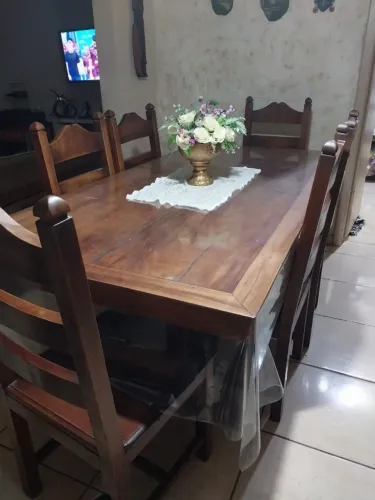 Conjunto sala colonial em mogno maciço