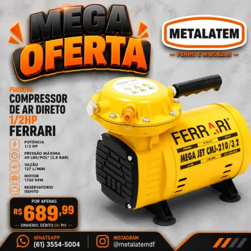 Compressor de Ar Direto Ferrari 1/2 HP Bivolt