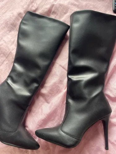 bota cano alto couro sintético