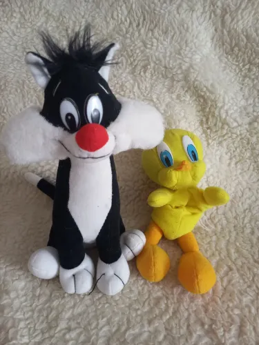 Dupla Pelúcia Frajola e Piu-Piu Vintage Anos 90 (Looney Tunes)