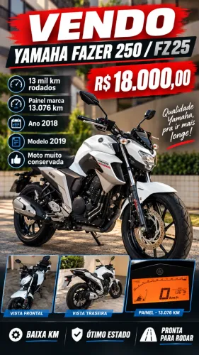 Yamaha Fazer 250 / FZ25 2018/2019 - 13 mil km - R$ 18.000