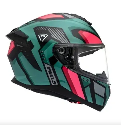 Capacete Peels Mach 5 Quantum Verde Militar Brilho Com Vermelho Premium