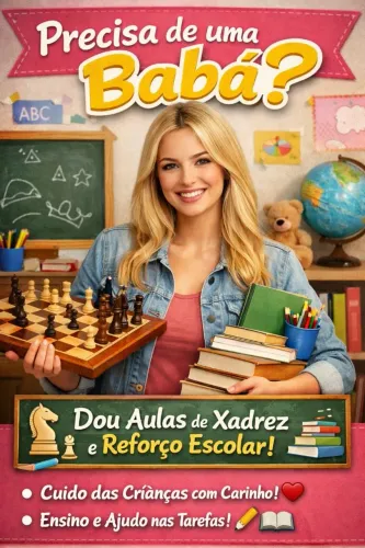 Aulas de reforço escolar e Xadrez.