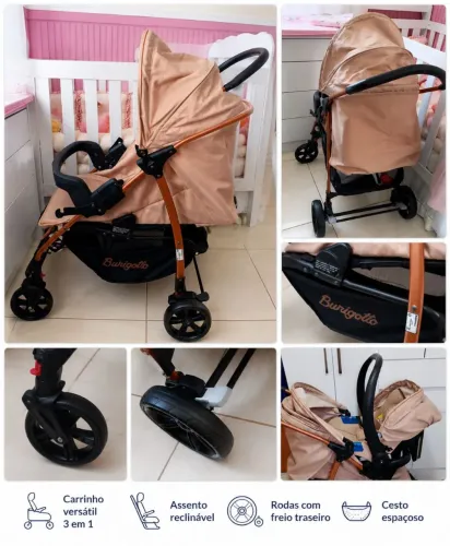Carrinho + bebê conforto Burigotto Ecco em excelente estado!