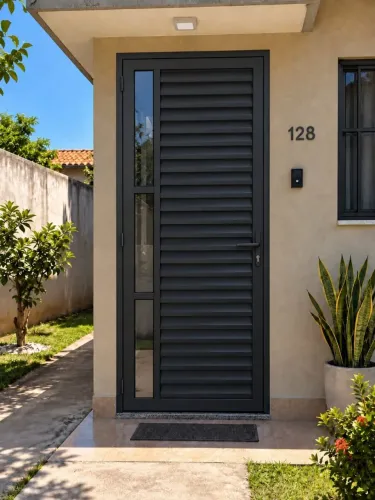 PORTA VENEZIANA LUXO PRETA - LINHA 25 PREMIUM