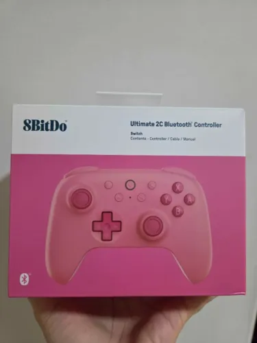 8BITDO ULTIMATE 2C ROSA - CONTROLE SEM FIO BLUETOOTH COM HALL EFFECT, NOVO LACRADO