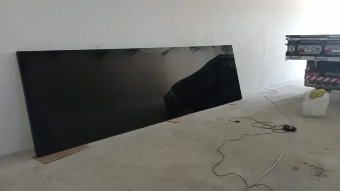Placa Fachada comercial ACM Black Piano 4,95m X 1,45m + ferragens