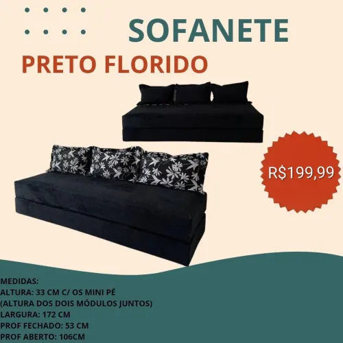 Sofá cama com 3 almofadas dupla face, pague na entrega