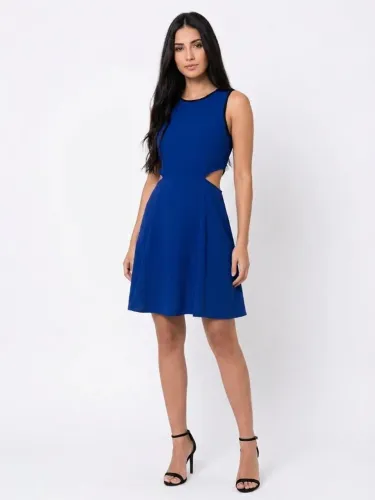 vestido schooner azul bic com recortes m