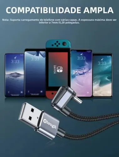 Cabo de carregamento e dados USB-C 180 graus