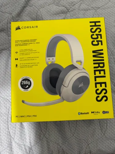 Headset Gamer Sem Fio Corsair HS55, 7.1 Surround, Driver 50mm, Wireless, Branco
