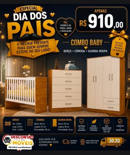Combo baby berço cômoda e guarda roupa